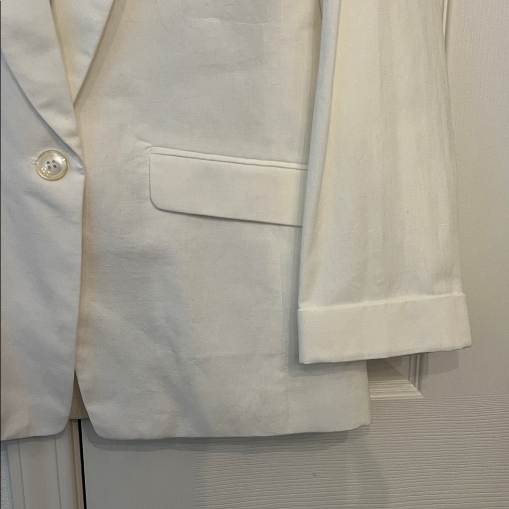 JCREW Unstructured Blazer Cotton-Linen In White Sz 10 - NWT!! - Picture 7 of 10
